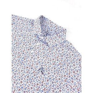 Rhoback The Tex Polo Shirt Men's Medium Texas Print Golf Logo On Sleeve